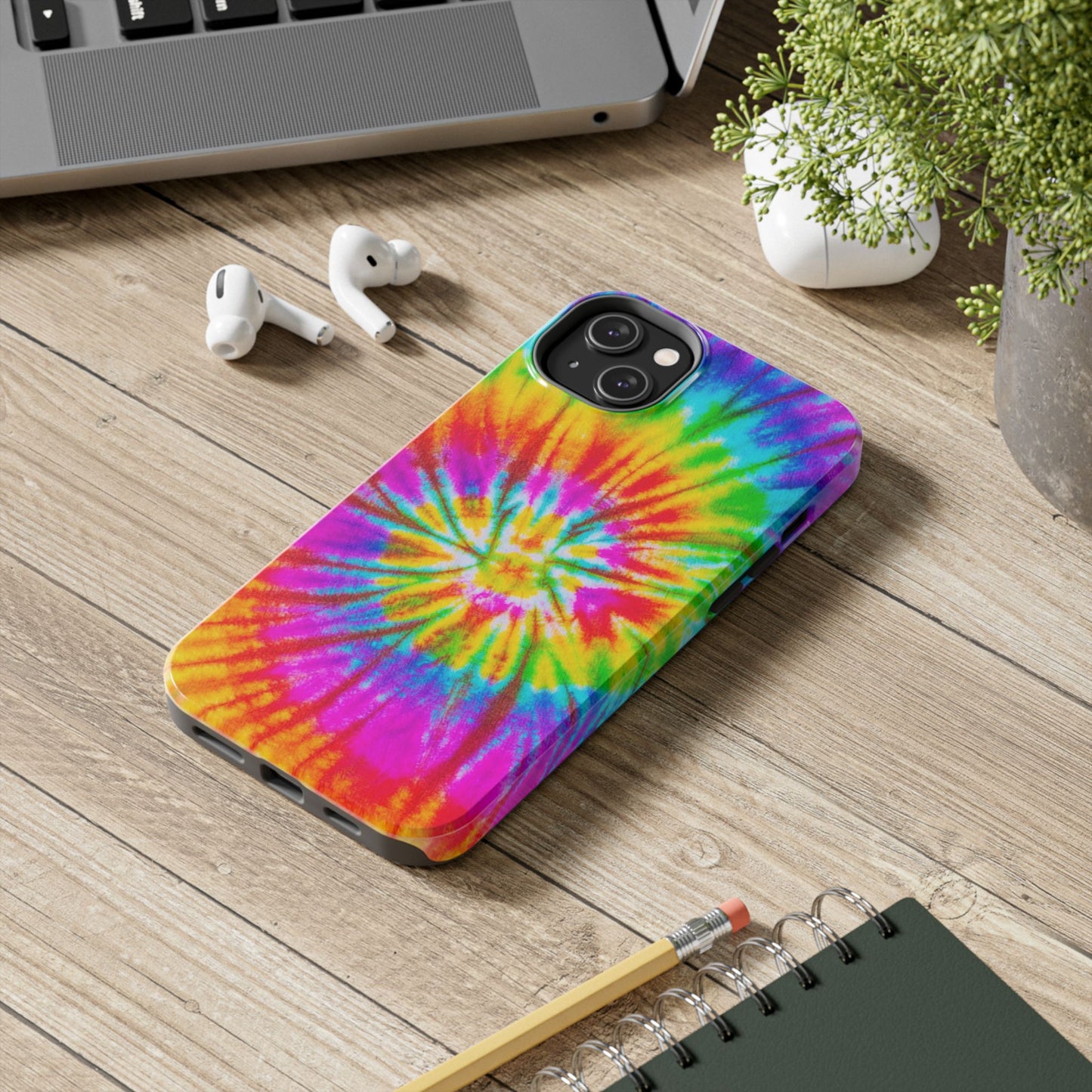 Rainbow Spiral Tie-Dye iPhone Case – Bright & Retro Design