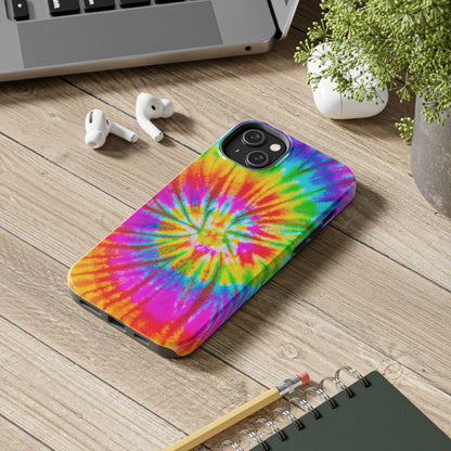 Rainbow Spiral Tie-Dye iPhone Case – Bright & Retro Design