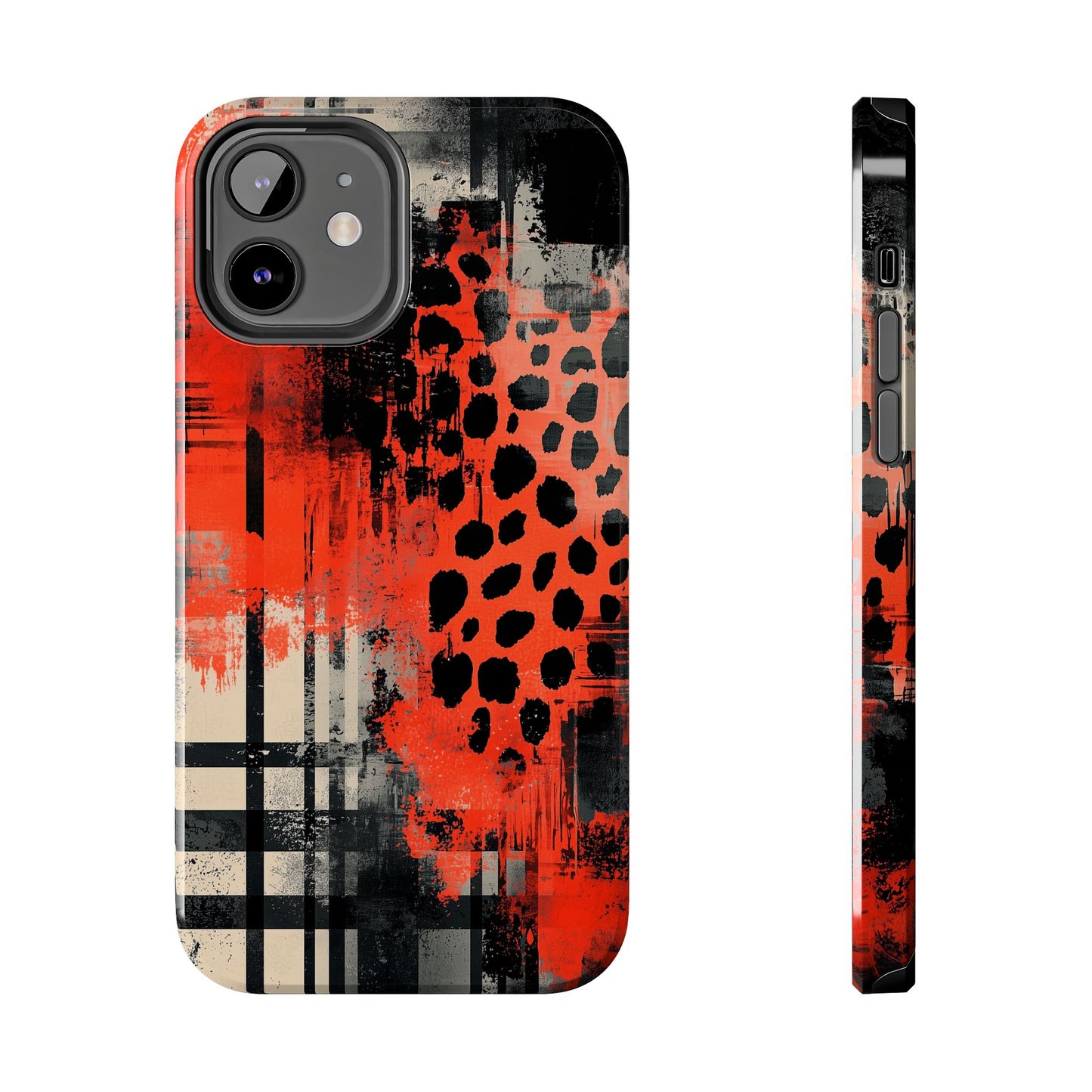 Cheetah Plaid iPhone Case – Red & Black Pattern