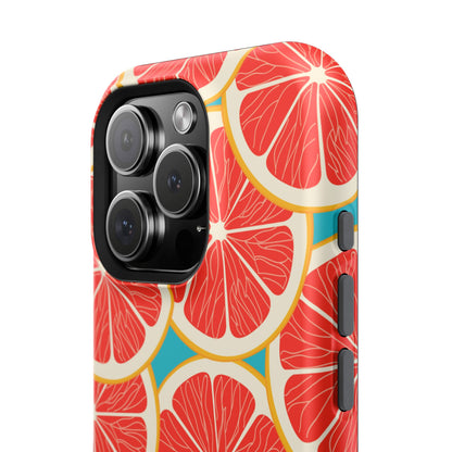 Ruby Grapefruit Pop Tough MagSafe iPhone Case – Vibrant Citrus Design, Shock-Resistant Protection