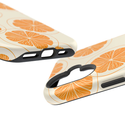 Citrus Burst Pattern Tough MagSafe iPhone Case – Bold Orange Design, Shockproof Protection