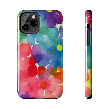 Rainbow Bloom Watercolor iPhone Case – Slim Design, Glossy Finish