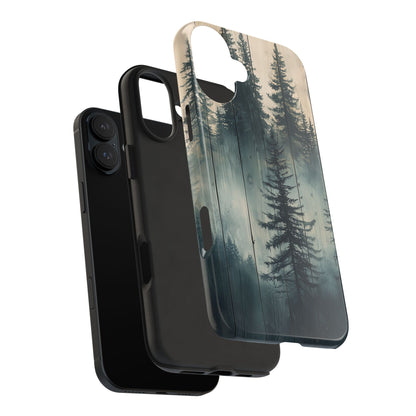 Misty Pine Forest Iphone Case - Nature-Inspired Wood Design Protective Cover