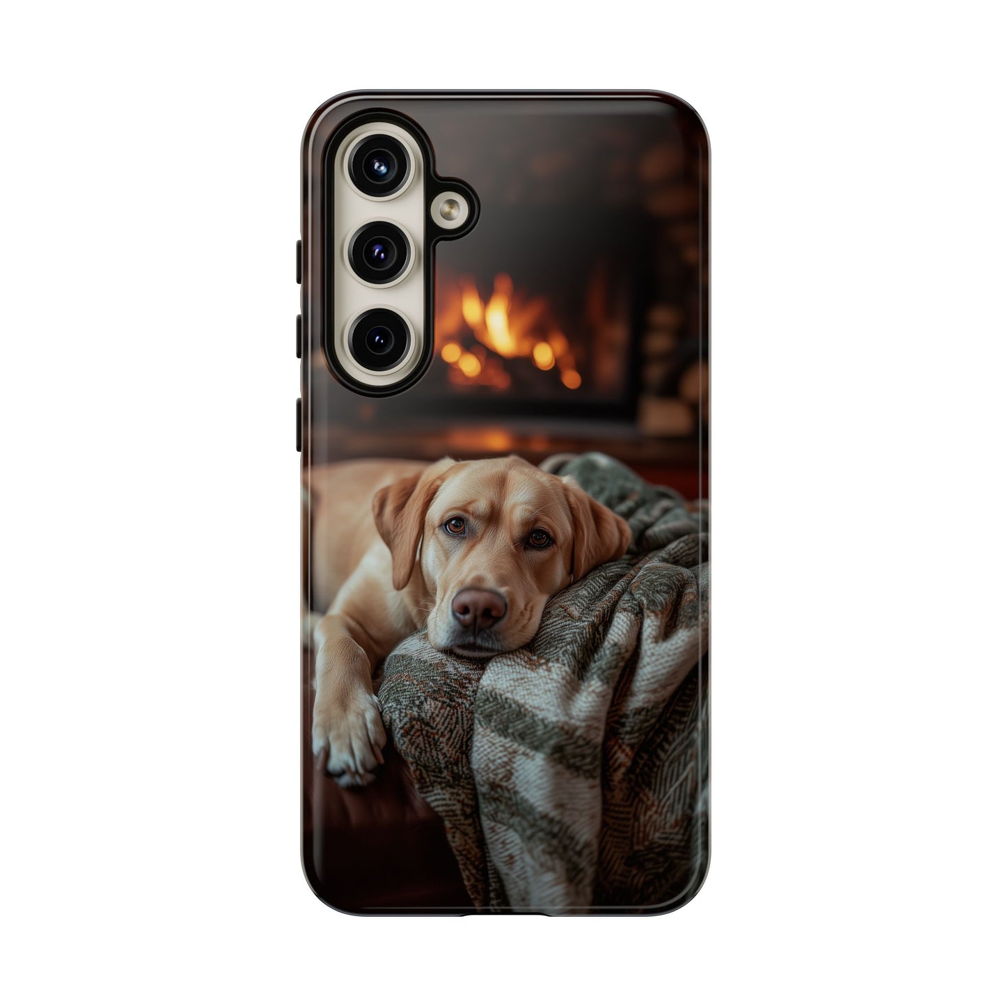 Cozy Labrador by Fireplace Samsung Galaxy Case – Rustic Cabin Protective Cover