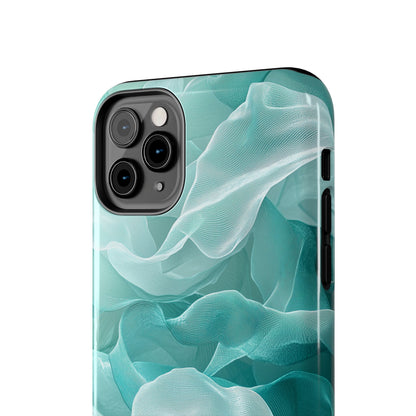 Elegant Flowing Teal Fabric iPhone Case – Soft Waves Design - BOGO Cases