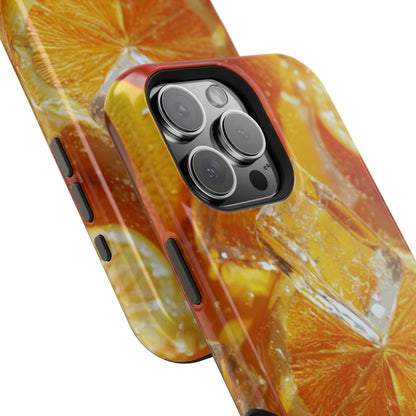 Citrus Orange Splash MagSafe iPhone Case – Dual-Layer Tough Protection, Vibrant Summer Design