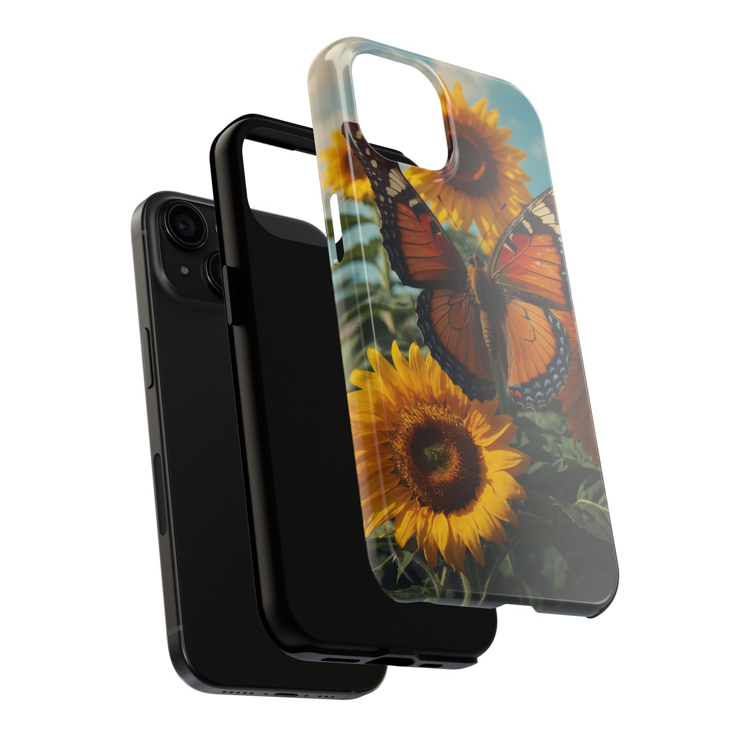 Vibrant Butterfly & Sunflower – iPhone Case