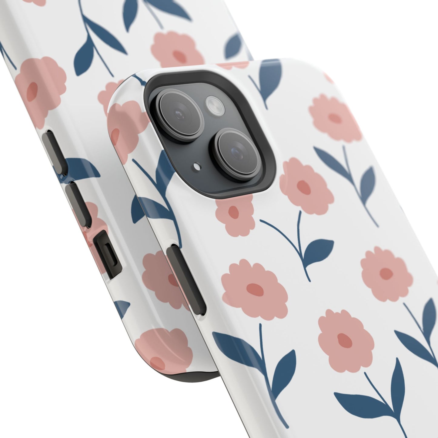 Playful Pink Floral Tough MagSafe  iPhone Case – Soft Pastel Design, Slim & Shockproof