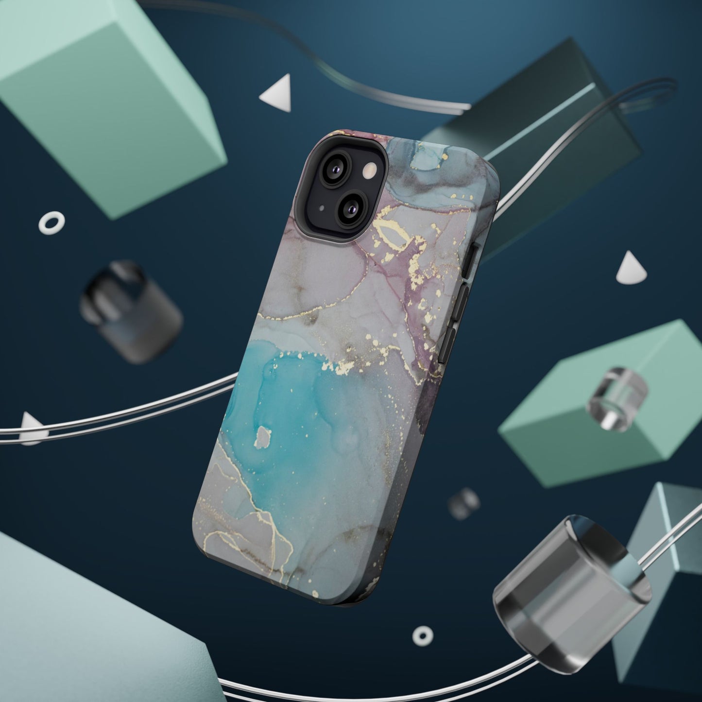 Sky Blue & Purple Marble Wave – MagSafe Case with Dreamy Marble Design