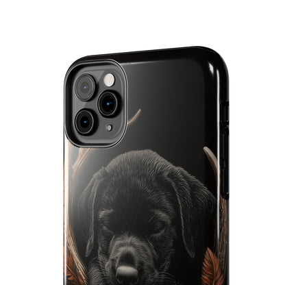 Charming Black Labrador Puppy on Feathers iPhone Case