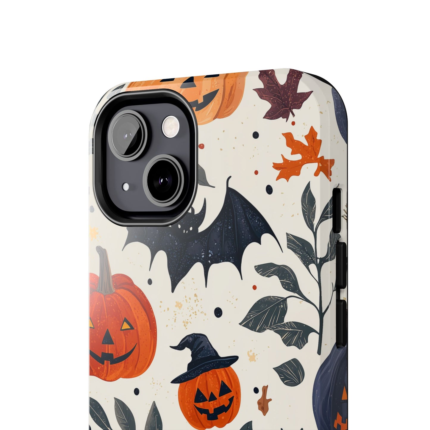 Spooky Halloween iPhone Case – Pumpkins, Bats, and Spider Design