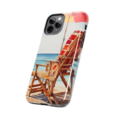 Beach Bliss iPhone Series Case – Relaxing Seaside Chair and Umbrella Design