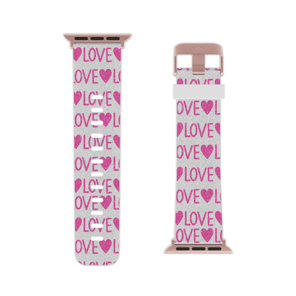 Pink Glitter Love Pattern  Apple Watch Band