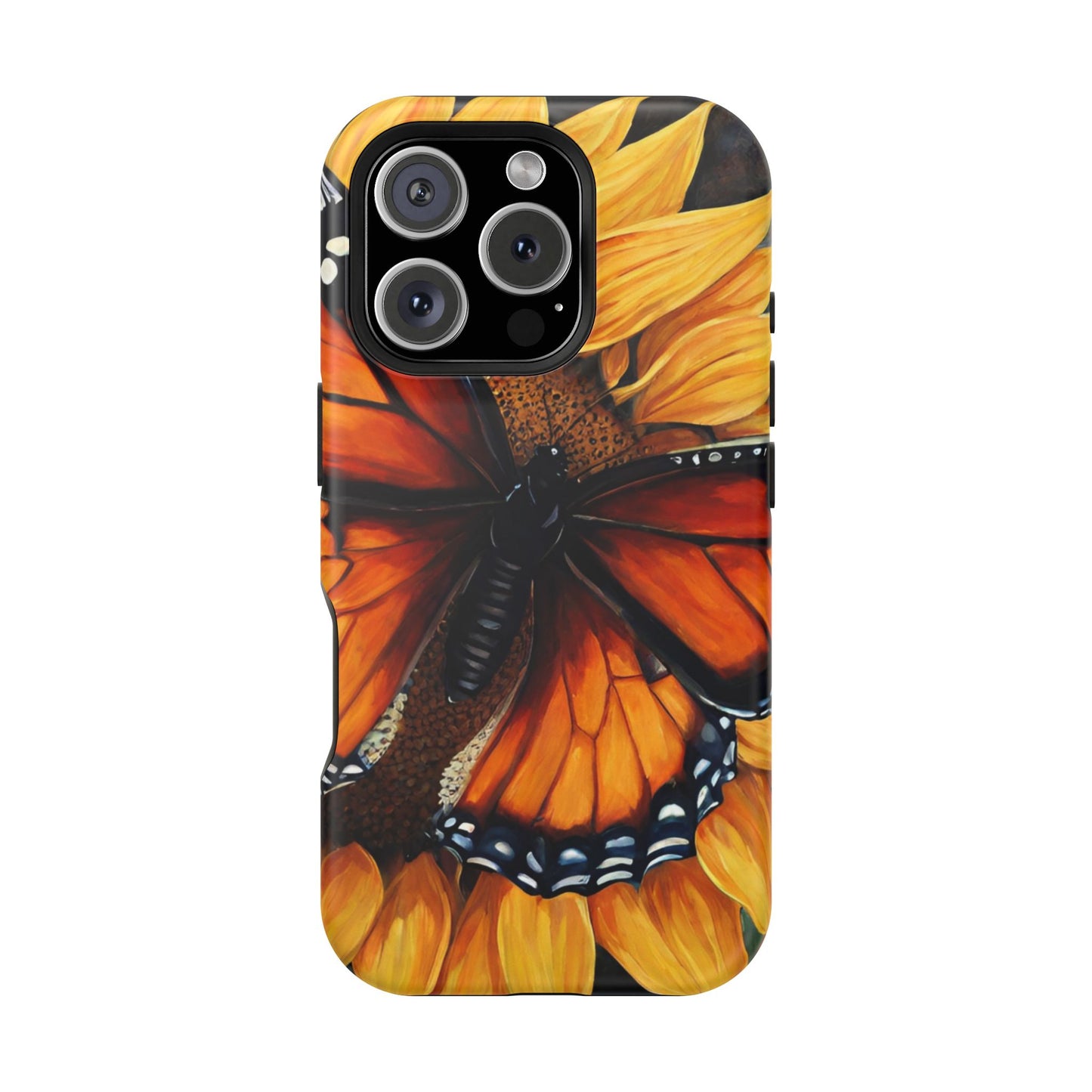 Monarch Butterfly & Sunflower Art – MagSafe iPhone Case