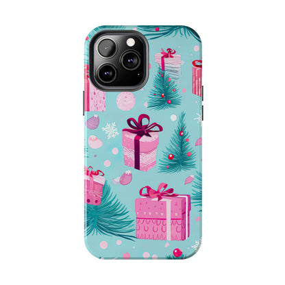 Festive Pink Christmas Gifts and Evergreen iPhone Case – Holiday Theme, Protective Cover