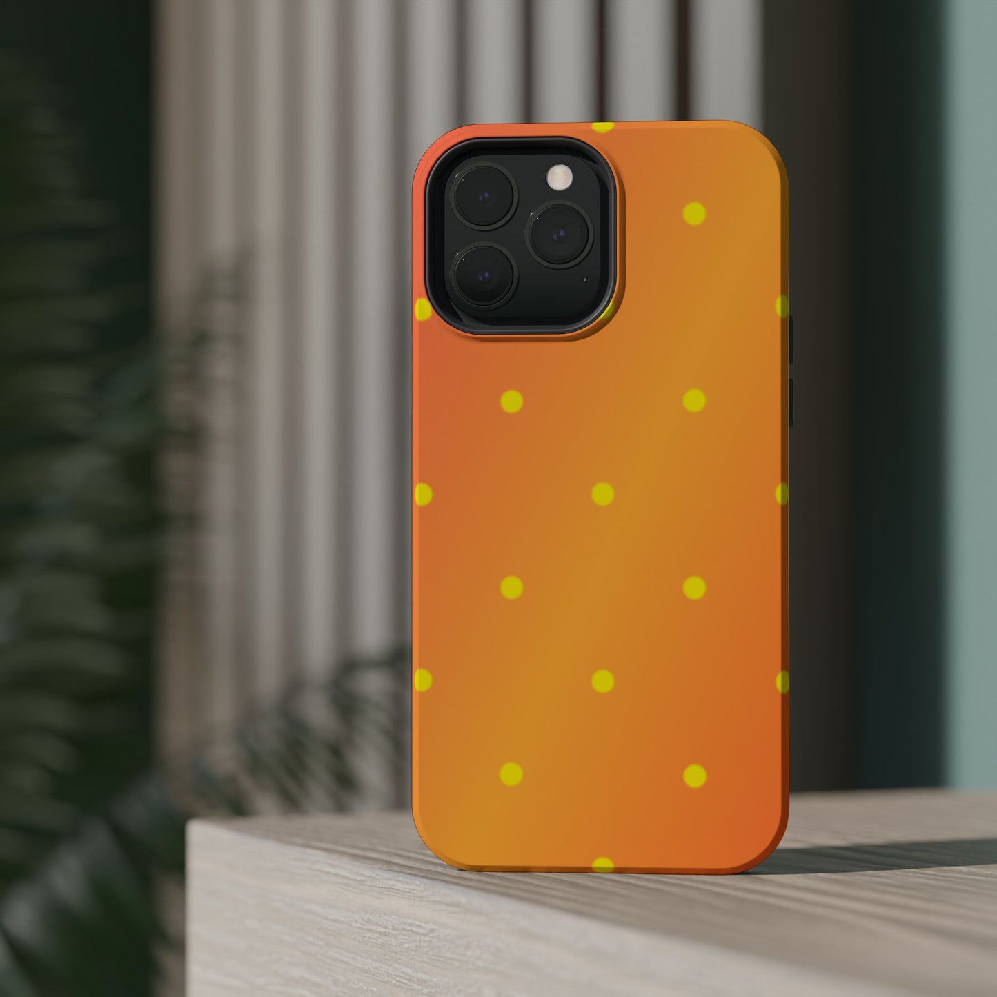 Sunset Gradient Polka Dots MagSafe iPhone Case – Shockproof, Matte Finish, Dual-Layer Protection