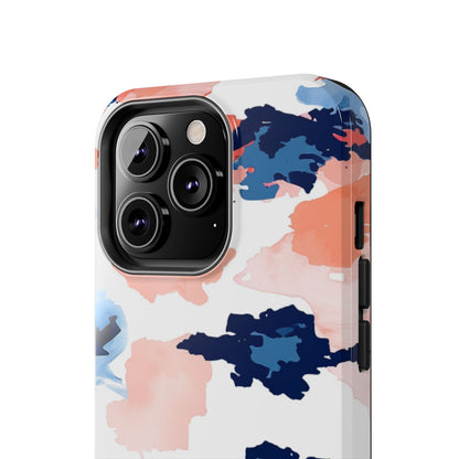 Abstract Coral & Navy Watercolor Design – iPhone Case