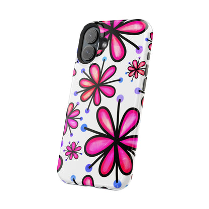 Pink Retro Bloom MagSafe iPhone Case – Ultra-Slim Design, Glossy Finish