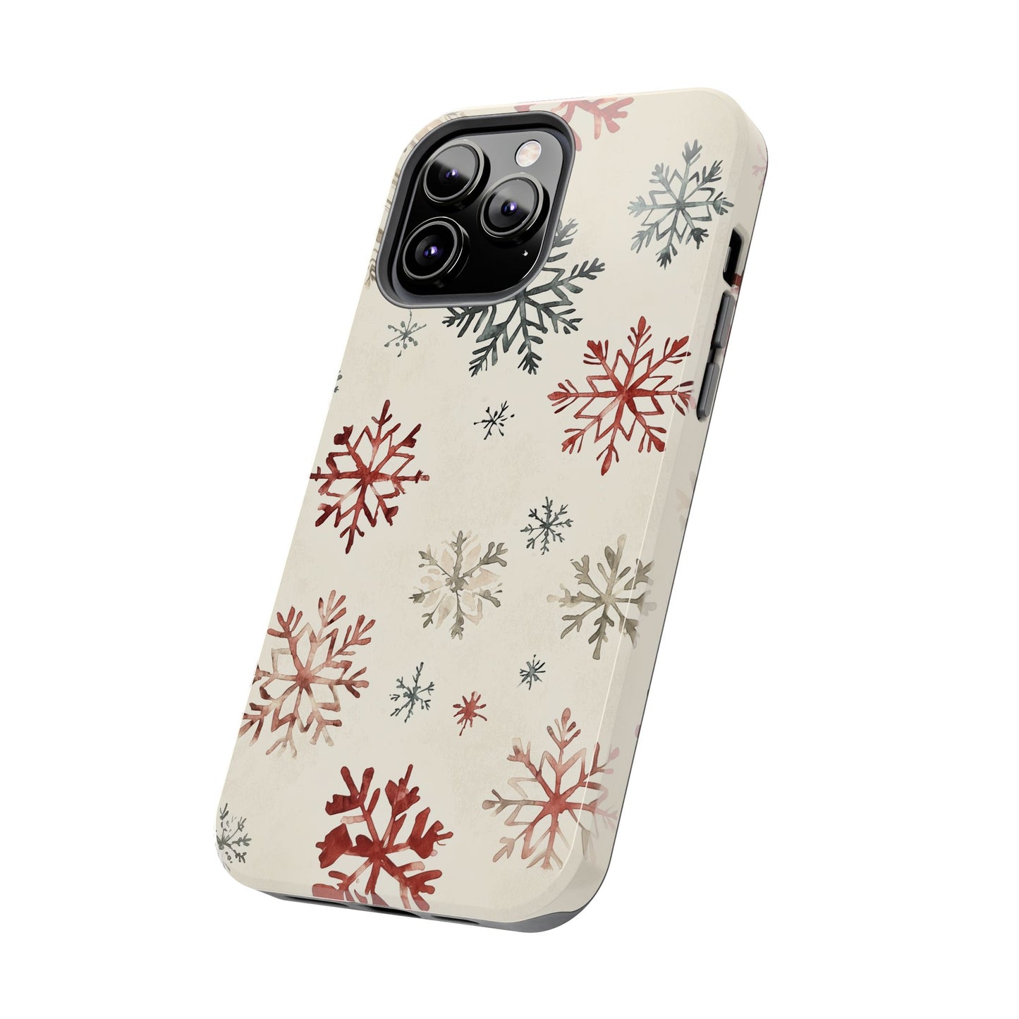 Vintage Red and Gray Snowflake Pattern – iPhone Series Case