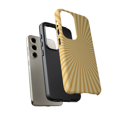 Golden Sunburst Samsung Galaxy Case – Retro Radiant Design with Dual-Layer Protection