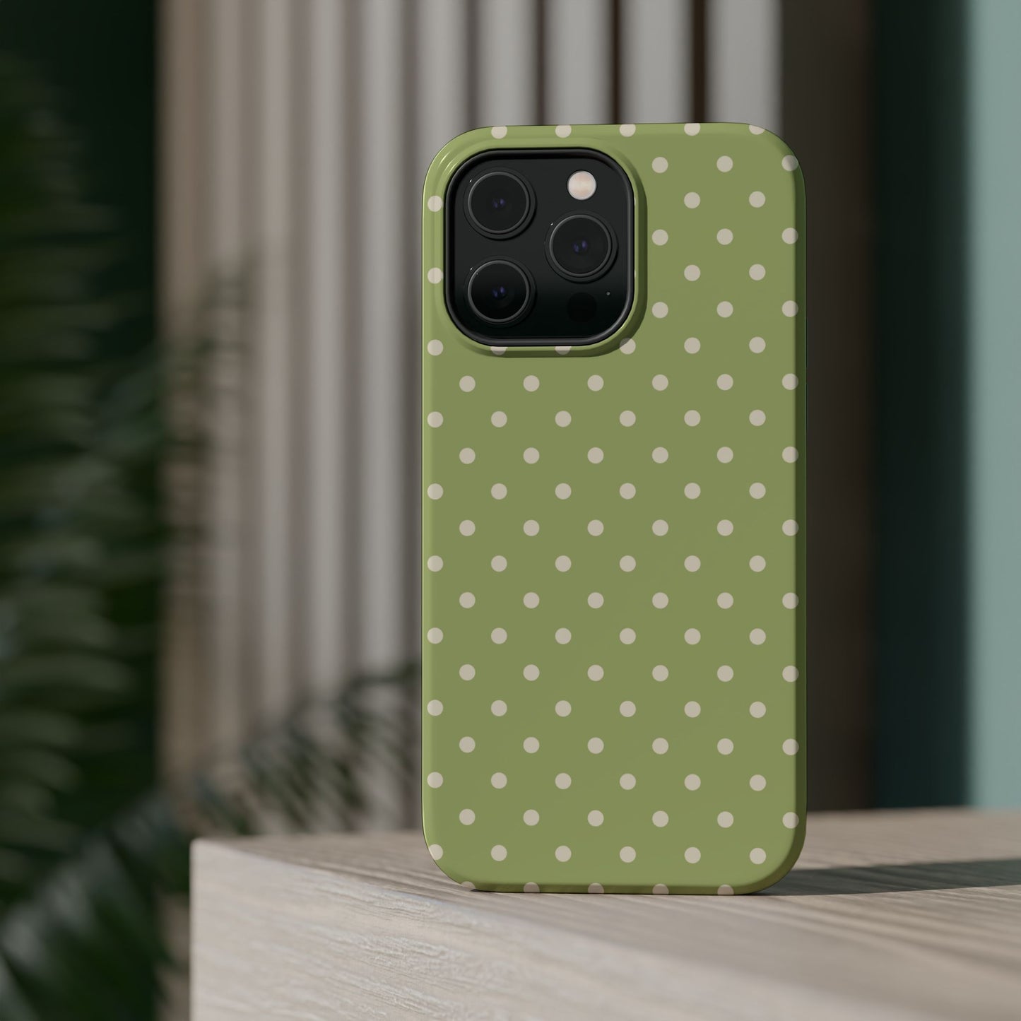 Sage Green Polka Dots – MagSafe iPhone Case