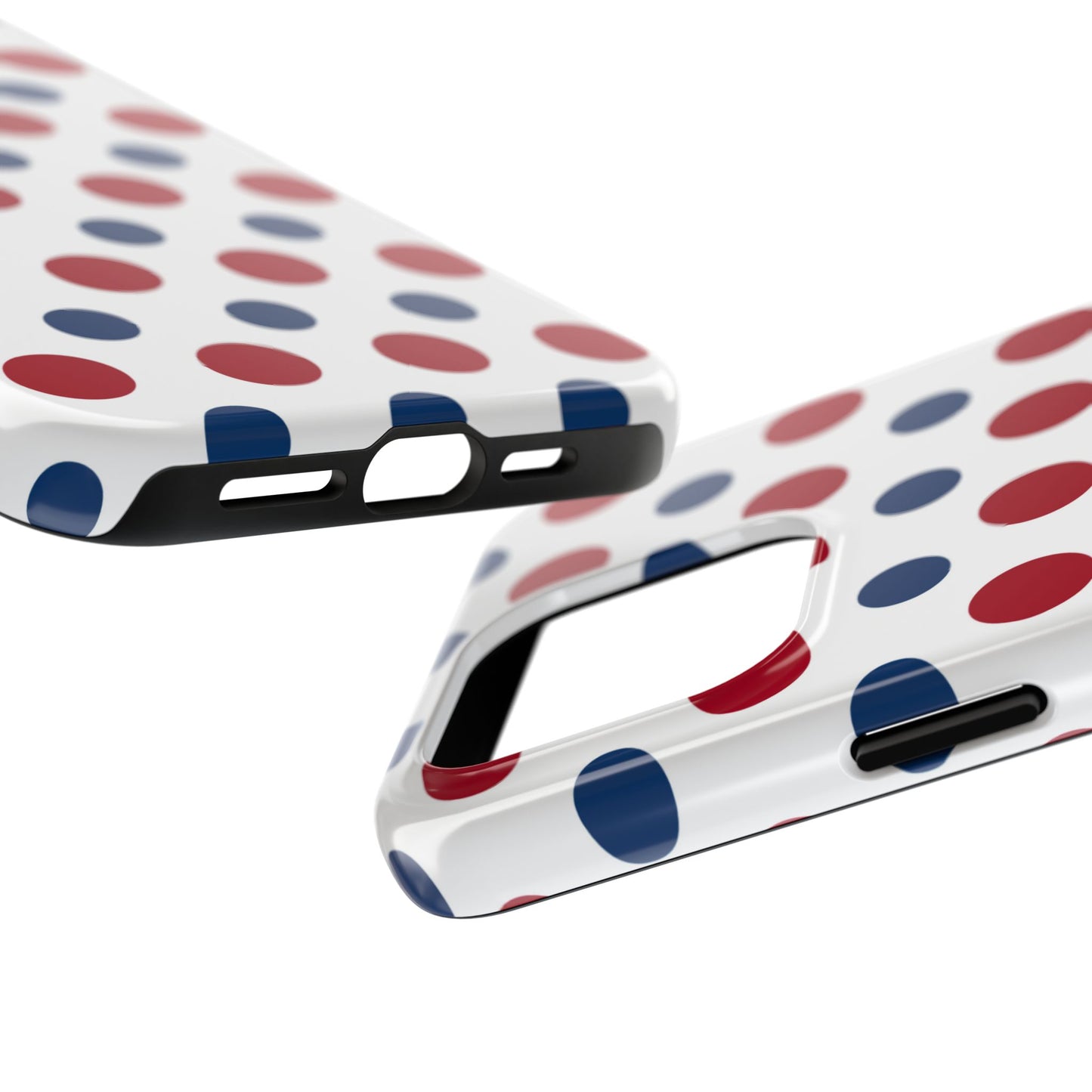 Patriotic Navy, White, and Red Polka Dot iPhone Case