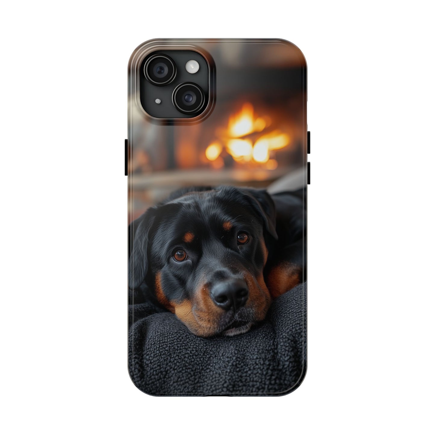 Warm Rottweiler by the Fireplace Samsung Galaxy Case – Rustic Charm for Dog Lovers