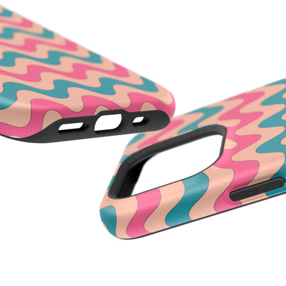 Retro Waves Pattern MagSafe iPhone Case – Shockproof Design with Dual-Layer Protection