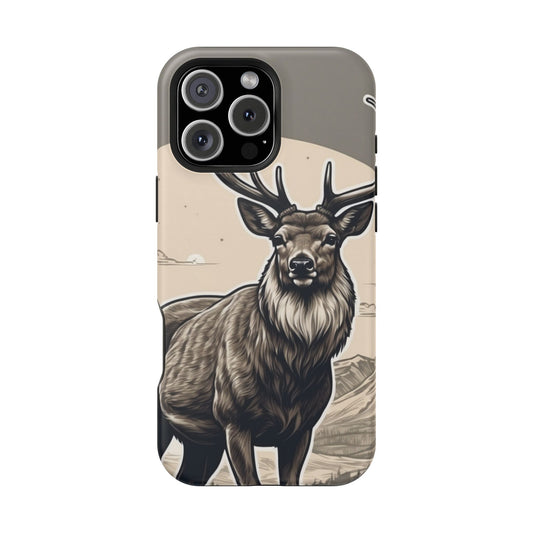 Monochrome Majesty – Regal Stag MagSafe iPhone Cases