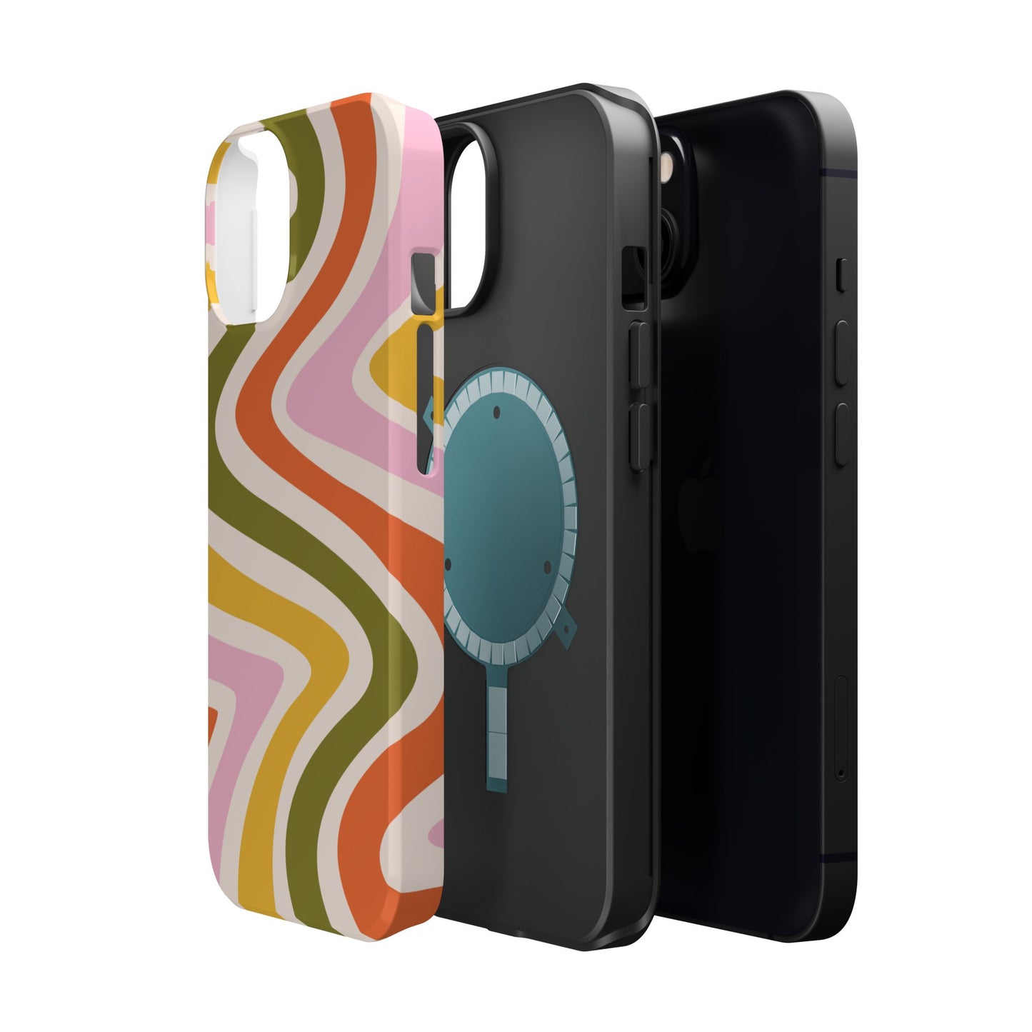 Retro Groove MagSafe iPhone Case – 70s-Inspired Design with Dual-Layer Protection