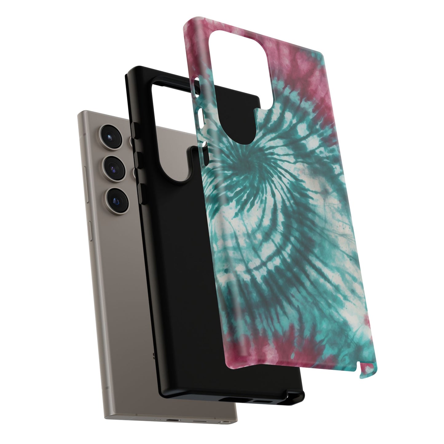 Teal and Pink Spiral Tie-Dye Samsung Galaxy Case – Boho Chic Design