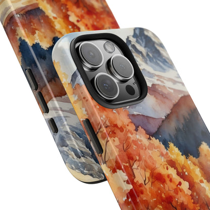 Watercolor Autumn Forest and Mountains - iPhone Case