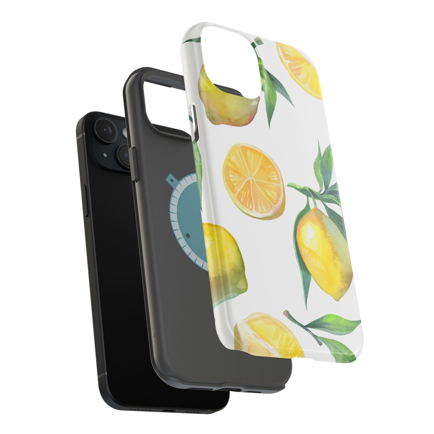 Lemon Grove Watercolor Tough MagSafe iPhone Case – Fresh Citrus Design, Dual-Layer Protection