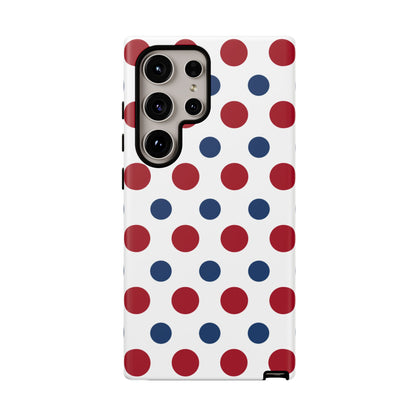 Patriotic Navy, White, and Red Polka Dot Samsung Galaxy Case