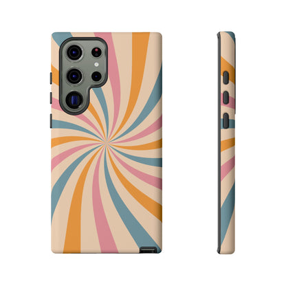 Retro Swirl Pattern Samsung Galaxy Case – Bold 70s Vibe in Pink, Orange, and Teal