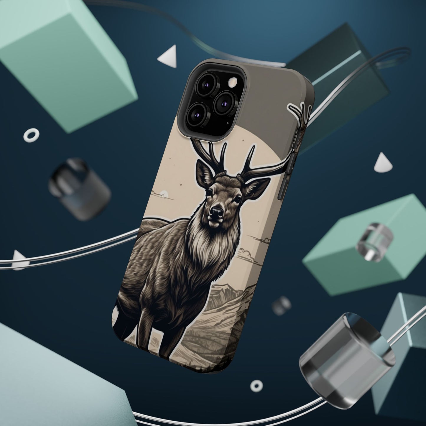 Monochrome Majesty – Regal Stag MagSafe iPhone Cases