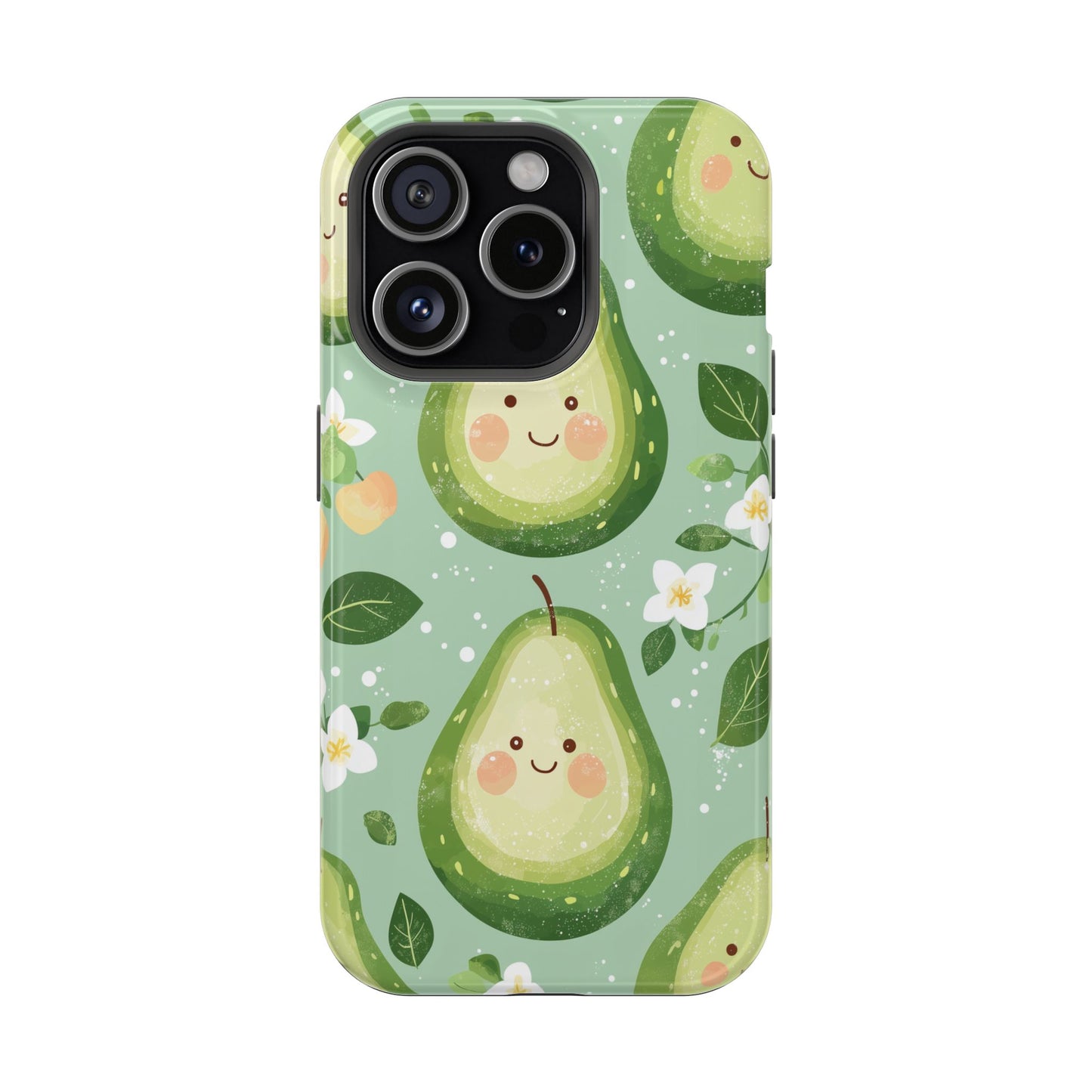 Smiling Avocados Tough MagSafe iPhone Case – Cute Avocado Design, Dual-Layer Protection