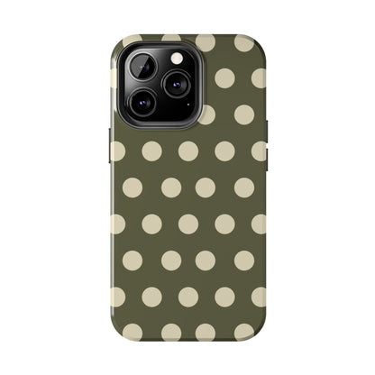 Vintage Green & Cream Polka Dots – iPhone Case