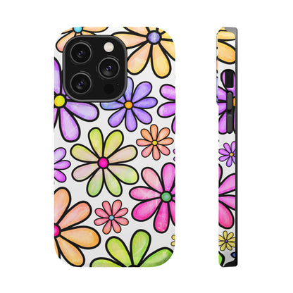 Pastel Daisy Dream MagSafe iPhone Case – Slim Profile, Glossy Finish