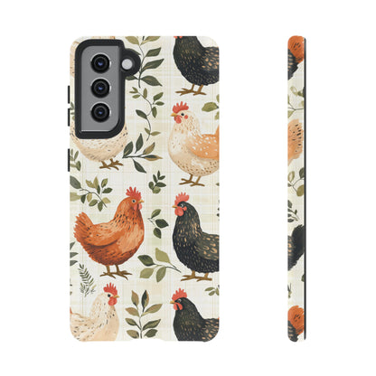 Samsung Galaxy Case: Vintage Chicken Farmhouse Case – Rustic Leaves Design