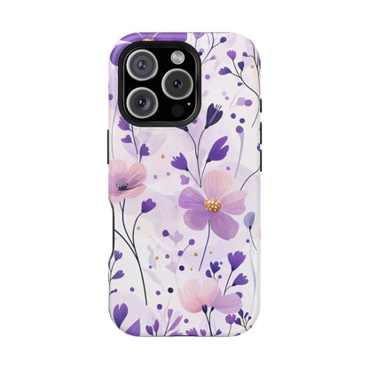 Purple Floral Bliss MagSafe iPhone Case – Delicate Blossom Design