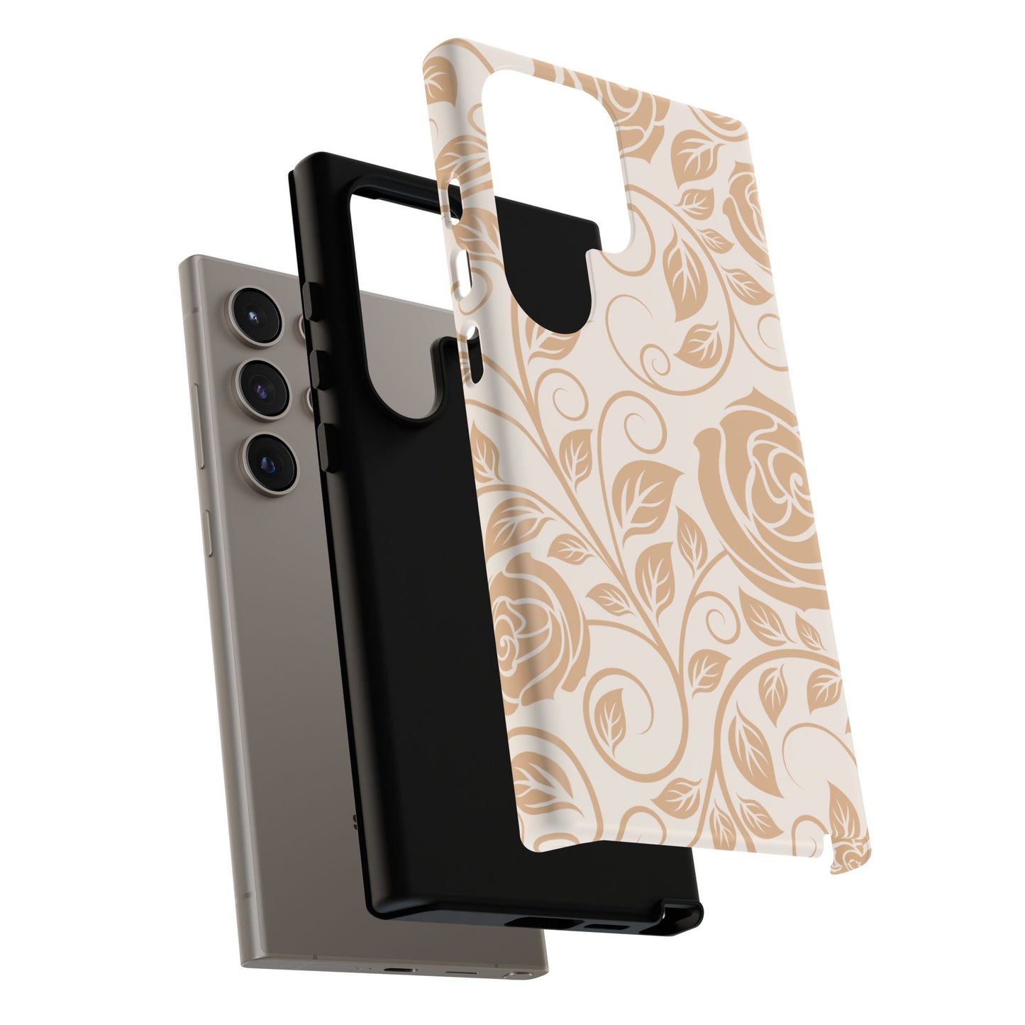 Vintage Rose Vine Tough Samsung Galaxy Case – Elegant Floral Pattern with Dual-Layer Protection