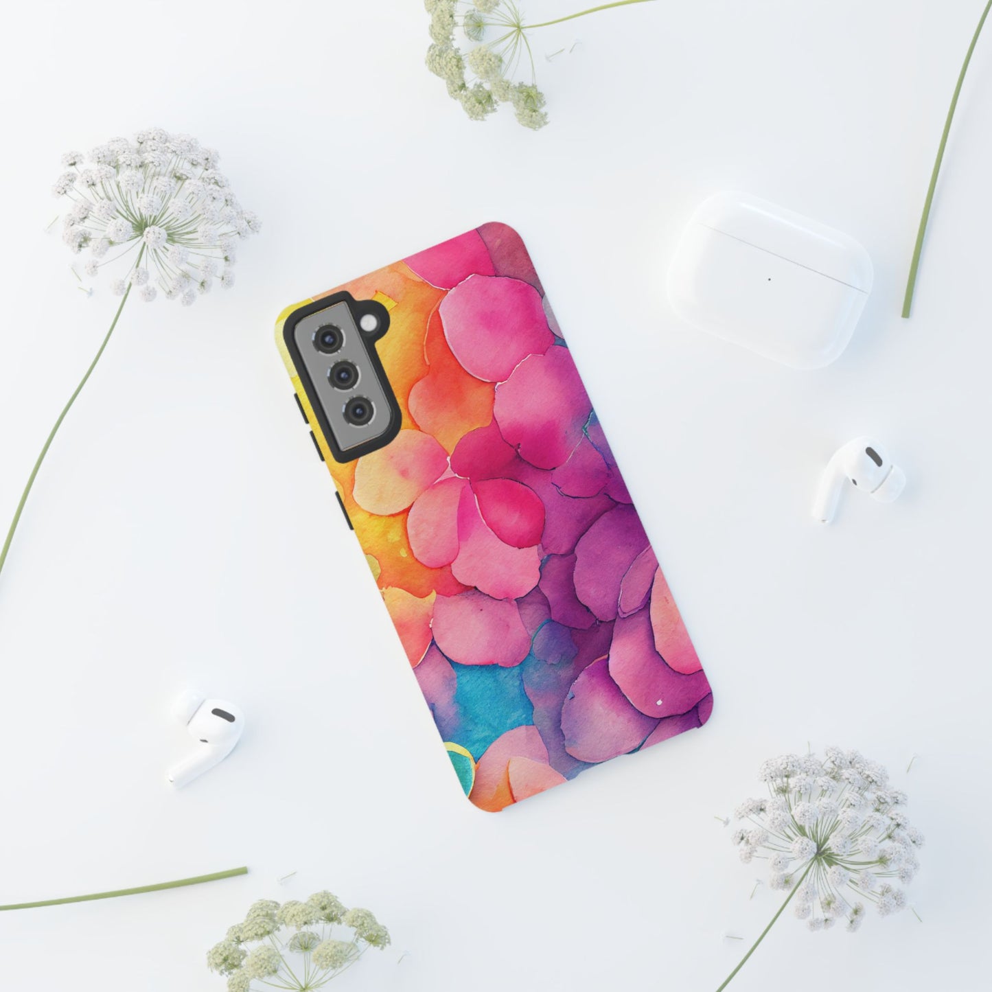 Sunset Petals Watercolor Samsung Galaxy Case – Slim Design, Glossy Finish