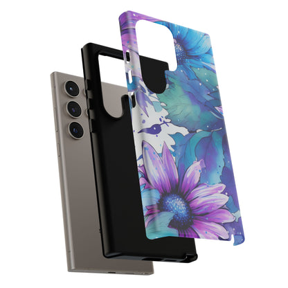 Purple & Teal Watercolor Floral Samsung Galaxy Case - Artistic Flower Design