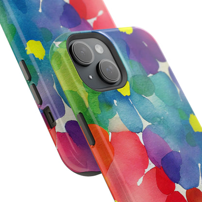 Rainbow Bloom Watercolor MagSafe iPhone Case – Slim Design, Glossy Finish