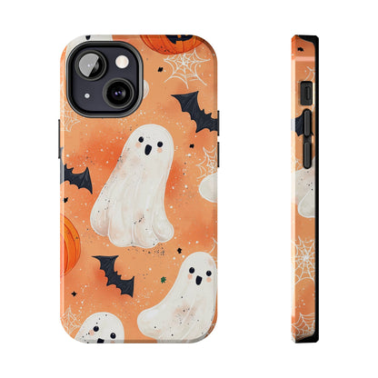 Spooky Cute Ghost iPhone Case – Halloween Ghosts, Pumpkins, Bats & Cobwebs Design