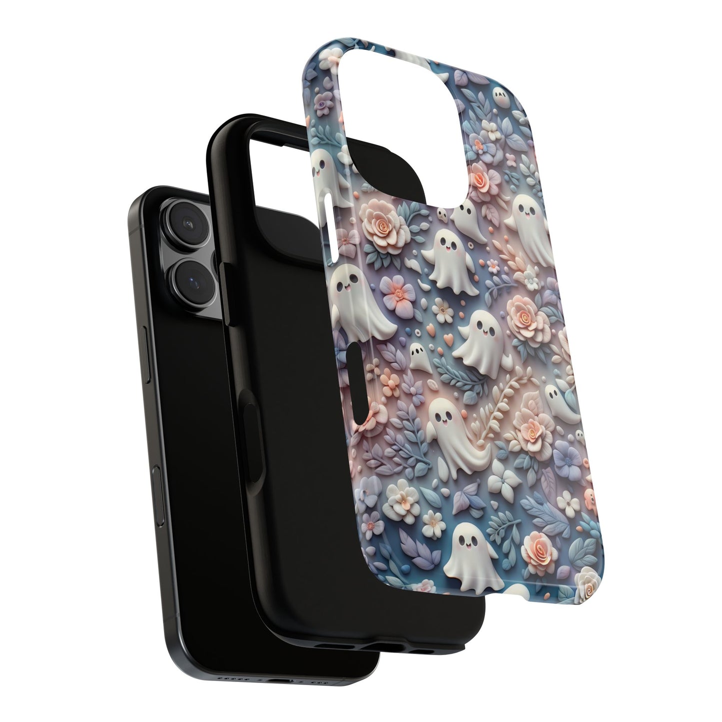 Ghosts Flowers Phone Case - Enchanting Ethereal Clay Autumn and Halloween Aesthetic - Fits All iPhones, Samsung Galaxy, & Google Pixel - BOGO Cases