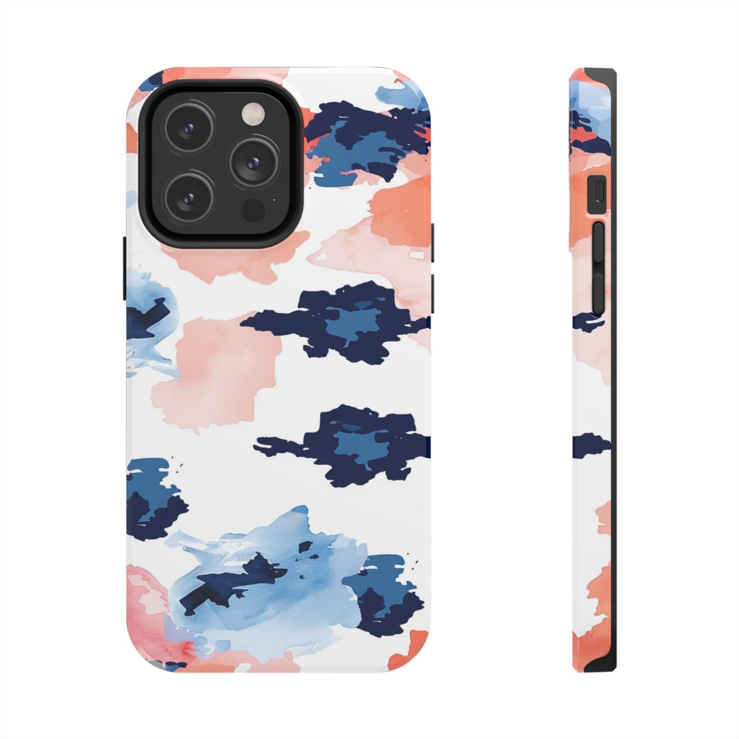 Abstract Coral & Navy Watercolor Design – iPhone Case