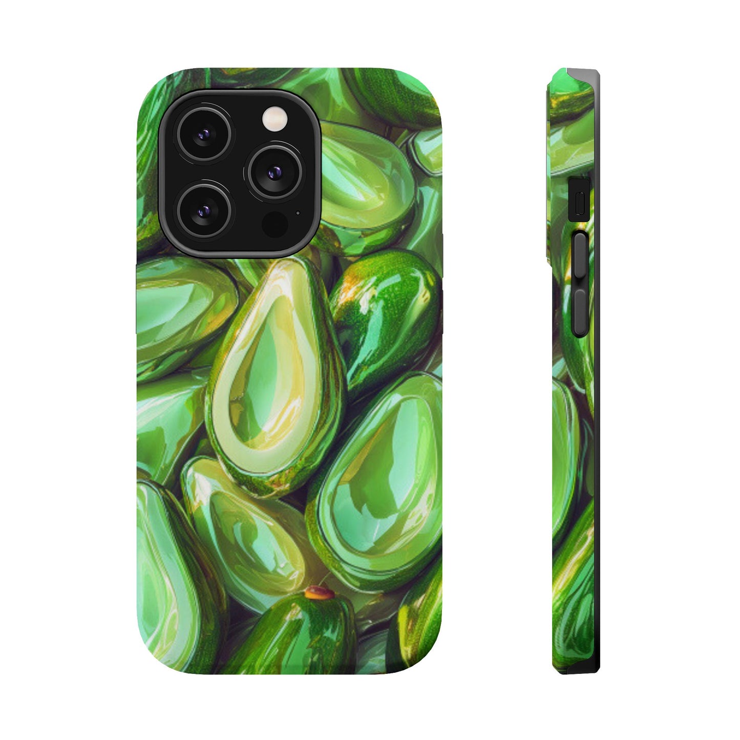 Glossy Avocado MagSafe iPhone Case – Sleek Green 3D Fruit Design, Durable and Stylish