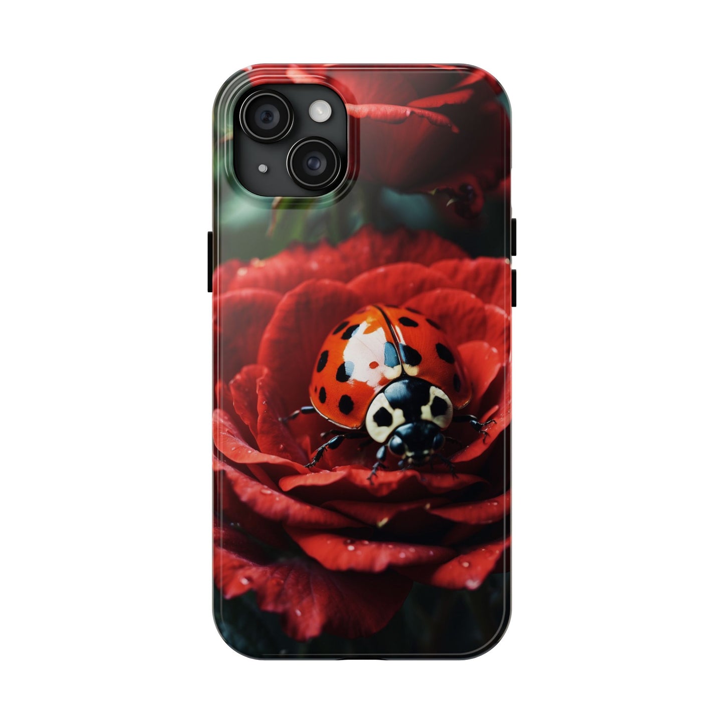 Elegant Rose & Ladybug Charm - iPhone Series Case